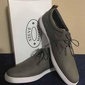 NIB Steve Madden P Instax Mens Leather Gray Lace Up Fashion Sneaker Size 13